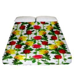 Rose Pattern Roses Background Image Fitted Sheet (queen Size)