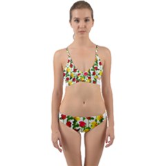 Rose Pattern Roses Background Image Wrap Around Bikini Set by Sapixe