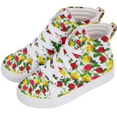 Rose Pattern Roses Background Image Kid s Hi-top Skate Sneakers by Sapixe