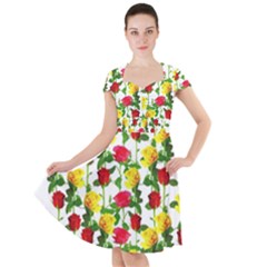 Rose Pattern Roses Background Image Cap Sleeve Midi Dress