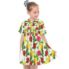 Rose Pattern Roses Background Image Kids  Sailor Dress