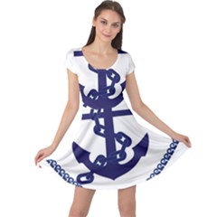 Anchor Chain Nautical Ocean Sea Cap Sleeve Dress by Sapixe