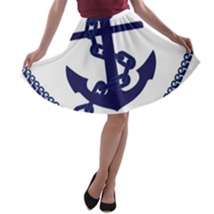 Anchor Chain Nautical Ocean Sea A-line Skater Skirt by Sapixe