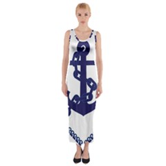 Anchor Chain Nautical Ocean Sea Fitted Maxi Dress by Sapixe