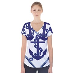 Anchor Chain Nautical Ocean Sea Short Sleeve Front Detail Top by Sapixe