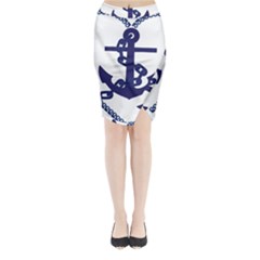 Anchor Chain Nautical Ocean Sea Midi Wrap Pencil Skirt by Sapixe