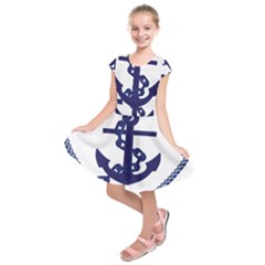 Anchor Chain Nautical Ocean Sea Kids  Short Sleeve Dress by Sapixe