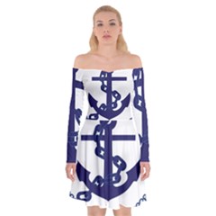 Anchor Chain Nautical Ocean Sea Off Shoulder Skater Dress by Sapixe