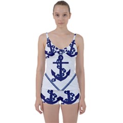 Anchor Chain Nautical Ocean Sea Tie Front Two Piece Tankini by Sapixe