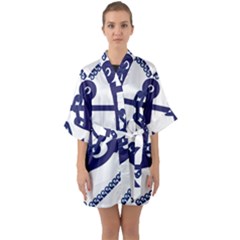 Anchor Chain Nautical Ocean Sea Quarter Sleeve Kimono Robe by Sapixe