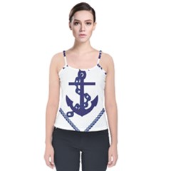 Anchor Chain Nautical Ocean Sea Velvet Spaghetti Strap Top by Sapixe