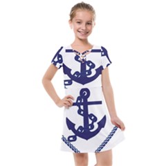 Anchor Chain Nautical Ocean Sea Kids  Cross Web Dress by Sapixe