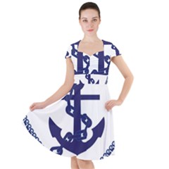 Anchor Chain Nautical Ocean Sea Cap Sleeve Midi Dress by Sapixe