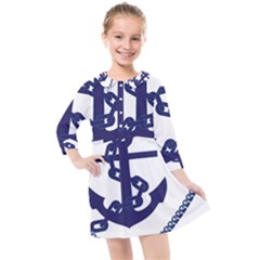 Anchor Chain Nautical Ocean Sea Kids  Quarter Sleeve Shirt Dress