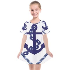 Anchor Chain Nautical Ocean Sea Kids  Smock Dress by Sapixe