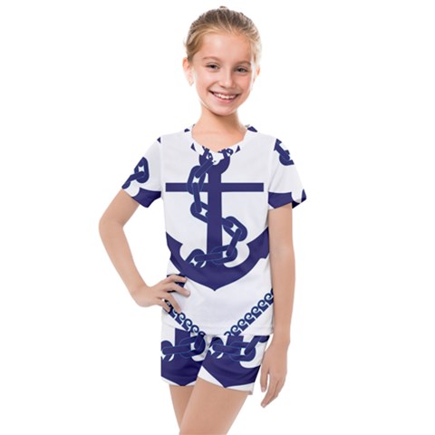 Anchor Chain Nautical Ocean Sea Kids  Mesh Tee And Shorts Set by Sapixe