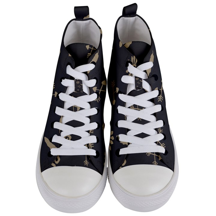 Pattern Seamless American Culture Women s Mid-Top Canvas Sneakers