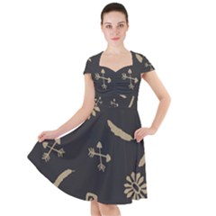 Pattern Seamless American Culture Cap Sleeve Midi Dress