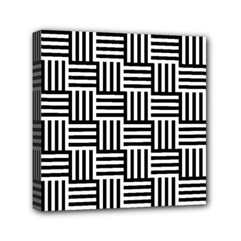 Basket Black Lines Stripes White Mini Canvas 6  X 6  (stretched) by Sapixe