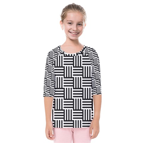 Basket Black Lines Stripes White Kids  Quarter Sleeve Raglan Tee by Sapixe