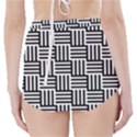 Basket Black Lines Stripes White High-Waisted Bikini Bottoms View2