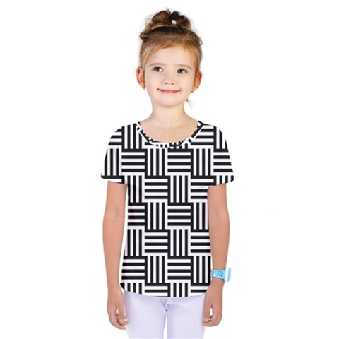 Basket Black Lines Stripes White Kids  One Piece Tee by Sapixe