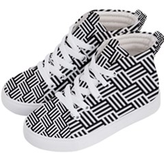 Basket Black Lines Stripes White Kid s Hi-top Skate Sneakers by Sapixe