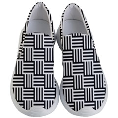 Basket Black Lines Stripes White Women s Lightweight Slip Ons by Sapixe