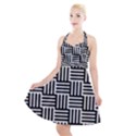 Basket Black Lines Stripes White Halter Party Swing Dress  View1