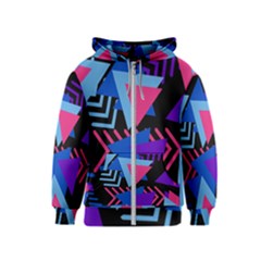 Memphis Pattern Geometric Abstract Kids  Zipper Hoodie by Sapixe