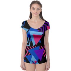 Memphis Pattern Geometric Abstract Boyleg Leotard  by Sapixe