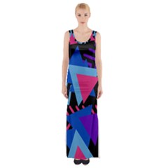 Memphis Pattern Geometric Abstract Maxi Thigh Split Dress by Sapixe