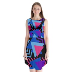 Memphis Pattern Geometric Abstract Sleeveless Chiffon Dress  