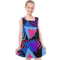 Memphis Pattern Geometric Abstract Kids  Cross Back Dress