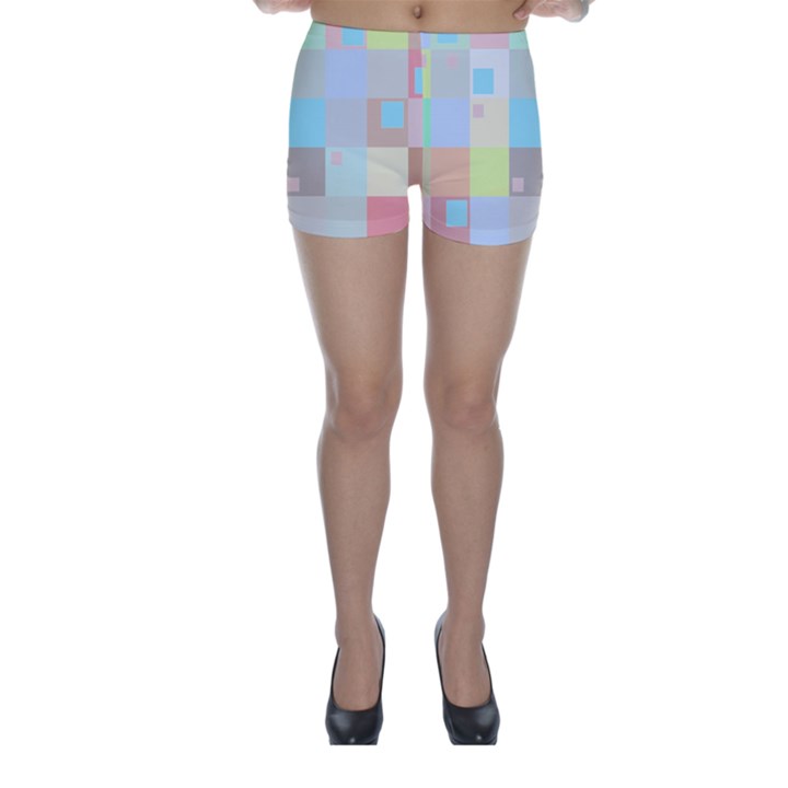 Pastel Diamonds Background Skinny Shorts