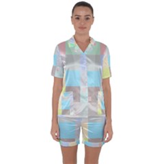 Pastel Diamonds Background Satin Short Sleeve Pyjamas Set by Sapixe