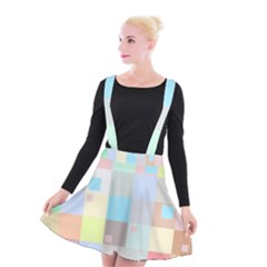 Pastel Diamonds Background Suspender Skater Skirt by Sapixe