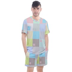 Pastel Diamonds Background Men s Mesh Tee And Shorts Set