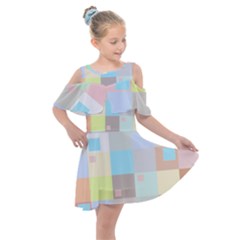 Pastel Diamonds Background Kids  Shoulder Cutout Chiffon Dress