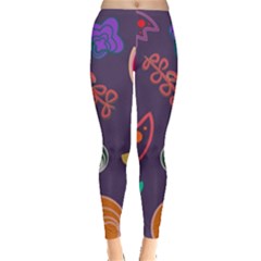 Background Decorative Floral Leggings  by Sapixe