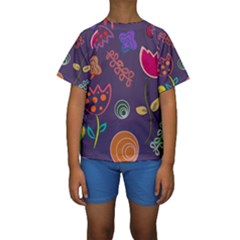 Background Decorative Floral Kids  Short Sleeve Swimwear by Sapixe