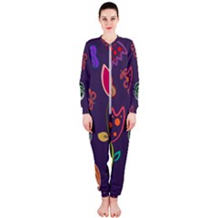 Background Decorative Floral Onepiece Jumpsuit (ladies)  by Sapixe