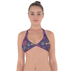 Background Decorative Floral Halter Neck Bikini Top by Sapixe