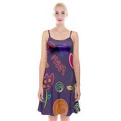 Background Decorative Floral Spaghetti Strap Velvet Dress by Sapixe