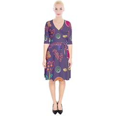 Background Decorative Floral Wrap Up Cocktail Dress by Sapixe