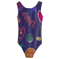 Background Decorative Floral Kids  Cut-out Back One Piece Swimsuit