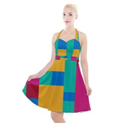 Background Abstract Halter Party Swing Dress 