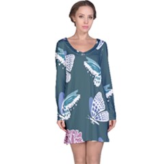 Butterfly Pattern Dead Death Rose Long Sleeve Nightdress by Sapixe