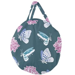 Butterfly Pattern Dead Death Rose Giant Round Zipper Tote by Sapixe