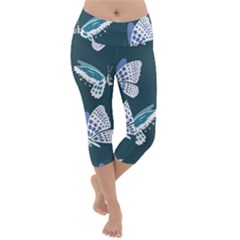 Butterfly Pattern Dead Death Rose Lightweight Velour Capri Yoga Leggings by Sapixe